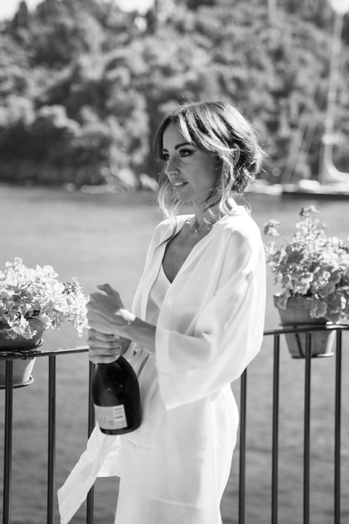 Photos Black and white Giorgia Cenni e Lorenzo Di Giovanni wedding in portofino September 2023 Italy, Francesca Piccini dress for the Sky sport Journalist,