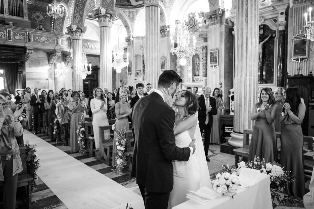Photos Black and white Giorgia Cenni e Lorenzo Di Giovanni wedding in portofino September 2023 Italy, Francesca Piccini Dress for sky sport journalist
