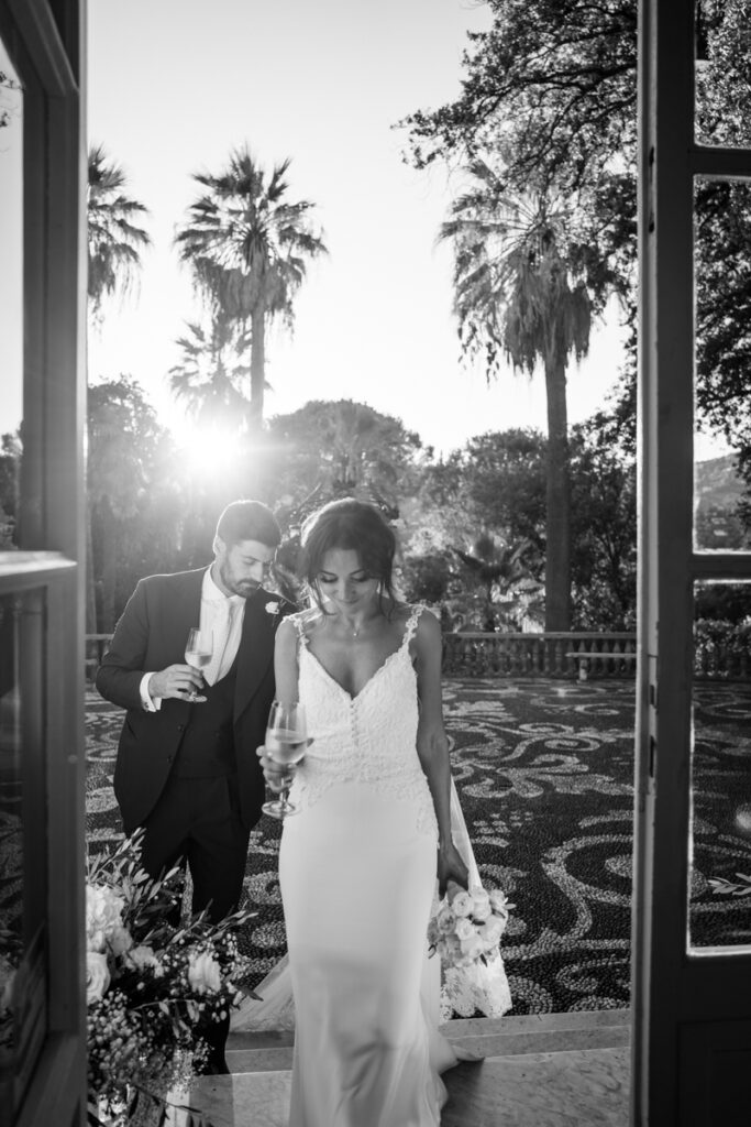 Photos Black and white Giorgia Cenni e Lorenzo Di Giovanni wedding in portofino September 2023 Italy, Francesca Piccini Dress