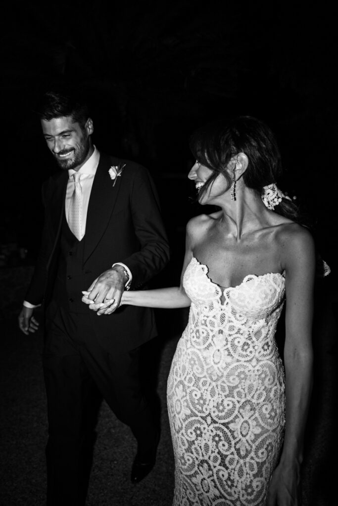 Photos Black and white Giorgia Cenni e Lorenzo Di Giovanni VIP wedding in portofino September  2023 Italy, Alessandro Angelozzi dress for the Sky sport Journalist, 