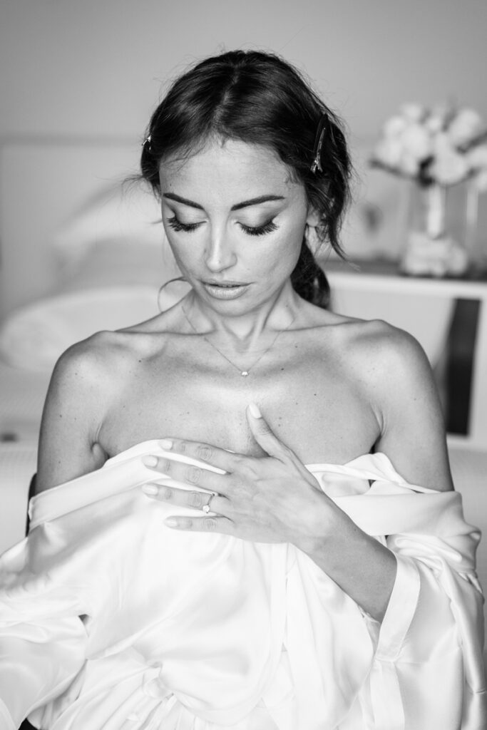 Photos Black and white Giorgia Cenni e Lorenzo Di Giovanni wedding in portofino September 2023 Italy, Francesca Piccini dress for the Sky sport Journalist