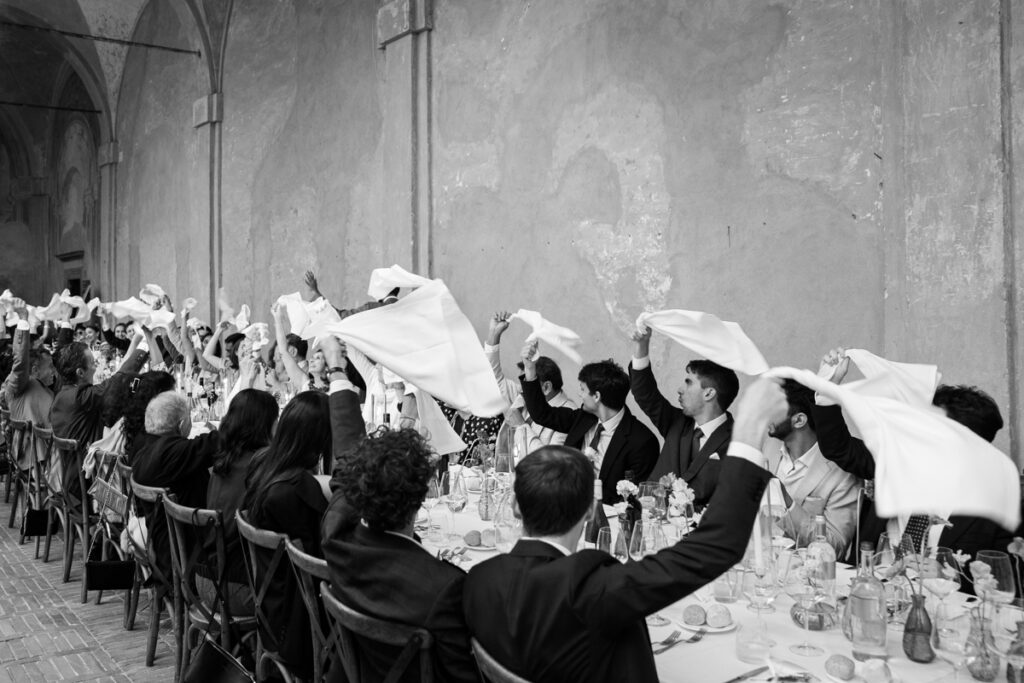 wedding photographer in Tuscany, Italy style, best wedding venue certosa di Pontignano, convento, bride dress by Peter Langner,dinner