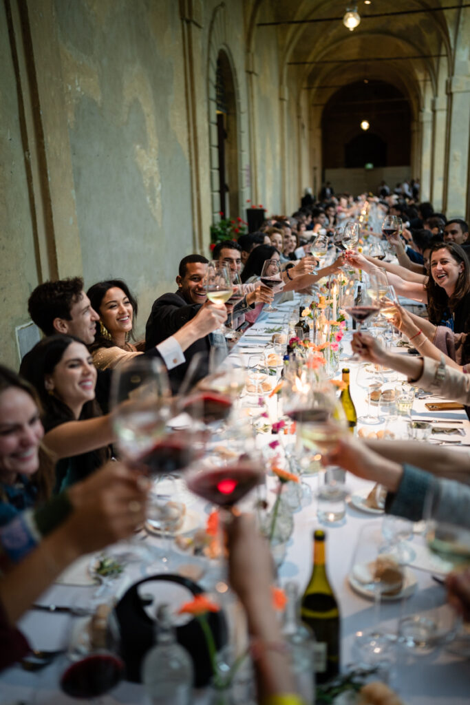 wedding photographer in Tuscany, Italy style, best wedding venue certosa di Pontignano, convento, dinner